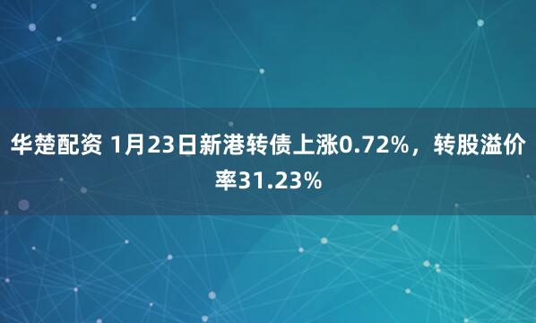 华楚配资 1月23日新港转债上涨0.72%，转股溢价率31.23%